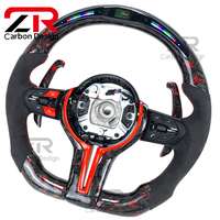 Volant de course en fibre de carbone forgée avec LED RPM pour BMW F30 F10 F15 F16 F06 F32 F26 F25 E46 E36 Accessoires intérieurs de voiture de course