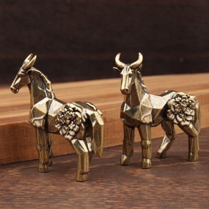 Brass Geometric Horse <b>Ornament</b> With Plum Blossom Design For Home Decoration Chinese New Year Gift - Product Image 3