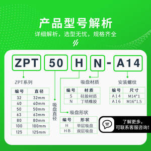 Juego de Accesorios de Ventosas para Elevadores por Vacío para Brazo Robótico ZPT-32/40/50/63/80/100/125H/HB-A14/A16 - Product Image 6