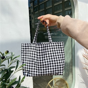 Sacs à main à carreaux pour filles, Design Simple, Mini sac Kawaii, petit sac à main en coton à emporter, - Product Image 6