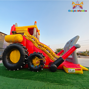 Grand château gonflable commercial personnalisé <span class=keywords><strong>Bulldozer</strong></span> Chariot élévateur Tracteur avec toboggan gonflable pour enfants et adultes - Product Image 2