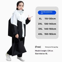 Ensemble de pluie deux pièces pour enfants en taffetas imperméable avec veste à capuche zippée et boutons-pression et pantalon réfléchissant pour l'école et les activités de plein air