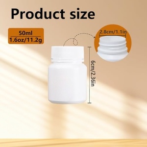 ขวดพลาสติก HDPE สีขาว ขนาด 15 มล. 20 มล. 30 มล. 40 มล. 50 มล. 60 มล. สำหรับใส่ยา เม็ดวิตามิน แคปซูล พร้อมฝาเกลียว - Product Image 2