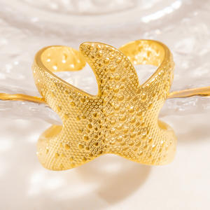 Anillos de Moda Chapados en Oro con Diseño de Estrella de Mar y Sol, Joyería para Mujer, Regalo, Diseño Geométrico, Líneas Irregulares, Estilo Hueco - Product Image 3