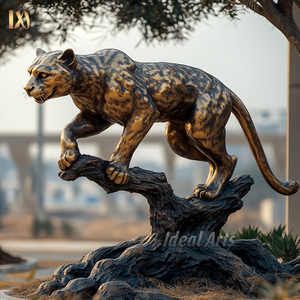 屋外ガーデン金属銅動物等身大ヒョウ像彫刻等身大ヒョウ像ブロンズ真鍮チーター像 - Product Image 5