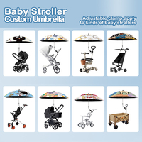 Parapluie Enfant, Parasol pour Poussette avec Pince, Protection UV Réglable, Pare-Soleil à Clipser pour Chaises de Plage