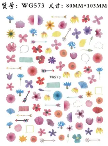 Autocollant d'ongles de fleurs mélangées de haute qualité pour filles, décorations DIY, Nail Art