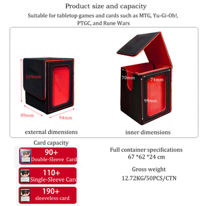   Boîte de rangement en cuir personnalisable pour cartes à jouer, à coins carrés, pour plus de 100 cartes à simple pochette, avec séparateurs latéraux en PP - Product Image 2
