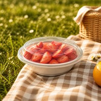 Boîte alimentaire hermétique réutilisable sans BPA de 350 ml avec couvercle, en plastique blanc, pour condiments, idéale pour les barbecues et la restauration événementielle