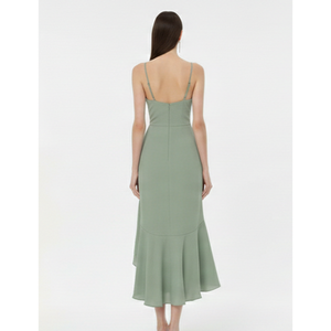Service OEM ODM – Nouvelle <span class=keywords><strong>Robe</strong></span> Midi <span class=keywords><strong>Vert</strong></span> <span class=keywords><strong>Sauge</strong></span> à Col en V pour Femme, Ourlet Asymétrique à Volants et Buste Froncé, Idéale pour Demoiselles <span class=keywords><strong>d</strong></span>'<span class=keywords><strong>Honneur</strong></span> - Product Image 3