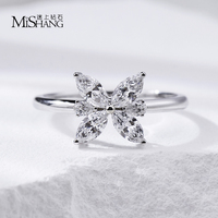 Cincin Fashion Mishang Jewelry MSR-2254 Emas Putih 14k Berlian Buatan Laboratorium Potongan Pear Marquise