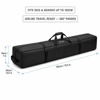 Sac de ski rembourré 192 cm avec logo personnalisé, compatible avion, sac de snowboard en vrac, coque 600D, sangles de compression, OEM ODM, direct usine, MOQ 500