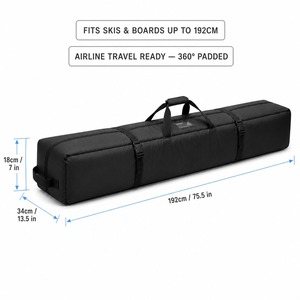 Sac de ski rembourré 192 cm avec logo personnalisé, compatible avion, sac de snowboard en vrac, coque 600D, sangles de compression, OEM ODM, direct usine, MOQ 500 - Product Image 2