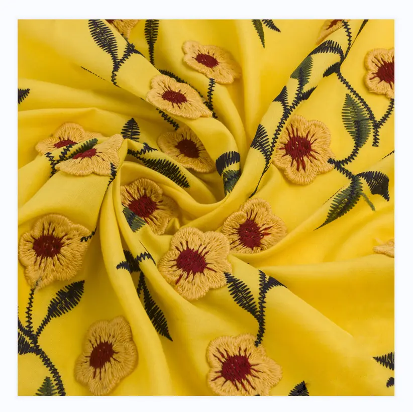 Shijianzhuang lungo show tessuti per la casa abito vintage 100% puro seta giallo fiore tessuto da ricamo tridimensionale