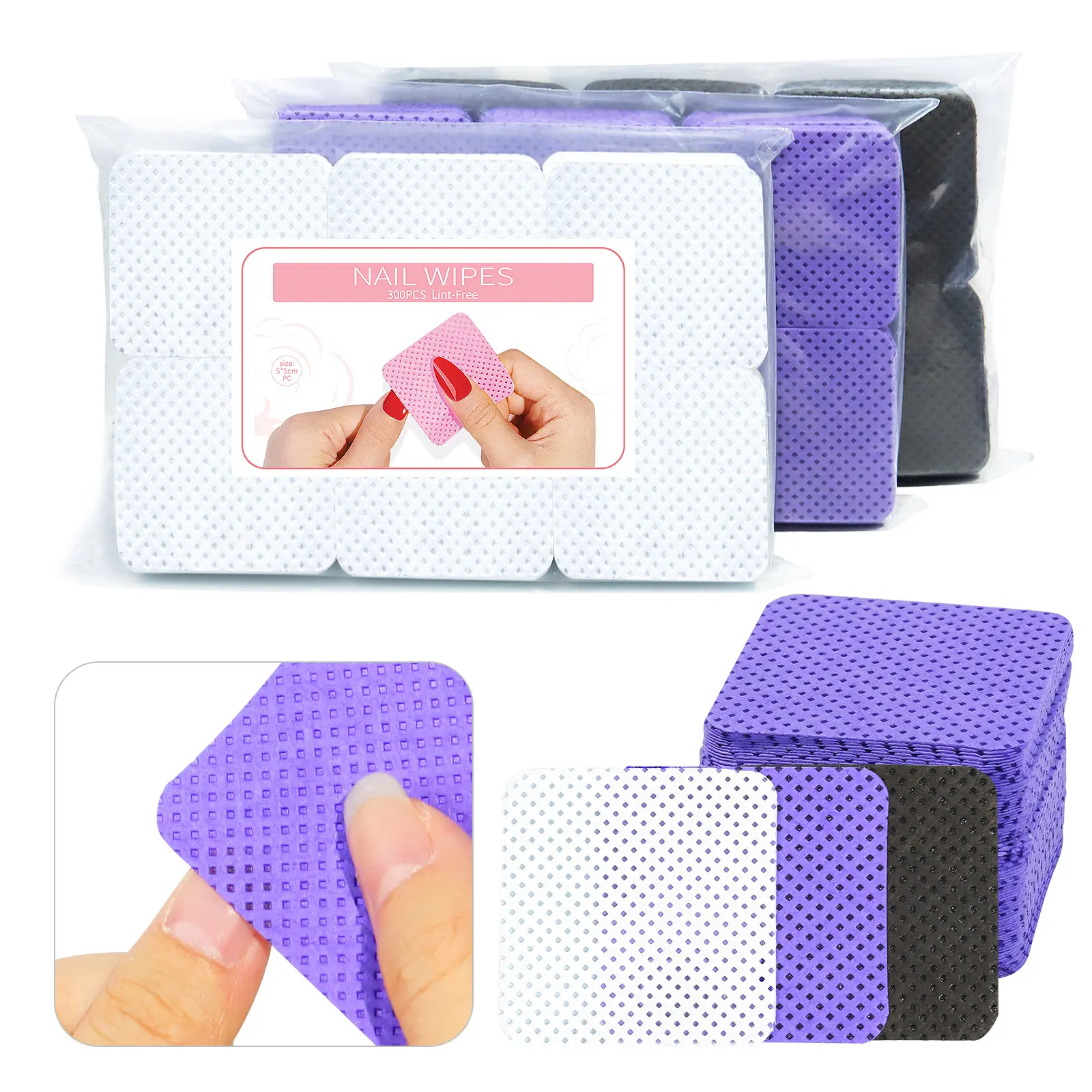 Private Label 300pcs Lint Free Nail Wipes Napkin For Nail Polish Remover Soft Wipes Nail Tools