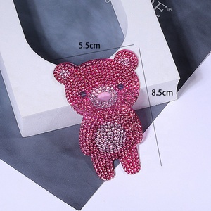 Atacado Hot Melt Iron on Rhinestone Patch <span class=keywords><strong>Pink</strong></span> Bear e Unicorn Crystal Rhinestone Applique Patches para Decoração de Roupas - Product Image 3
