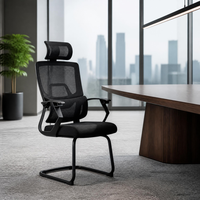 Chaise de bureau ergonomique en maille respirante avec soutien lombaire, dossier mi-haut, pour personnel et visiteurs