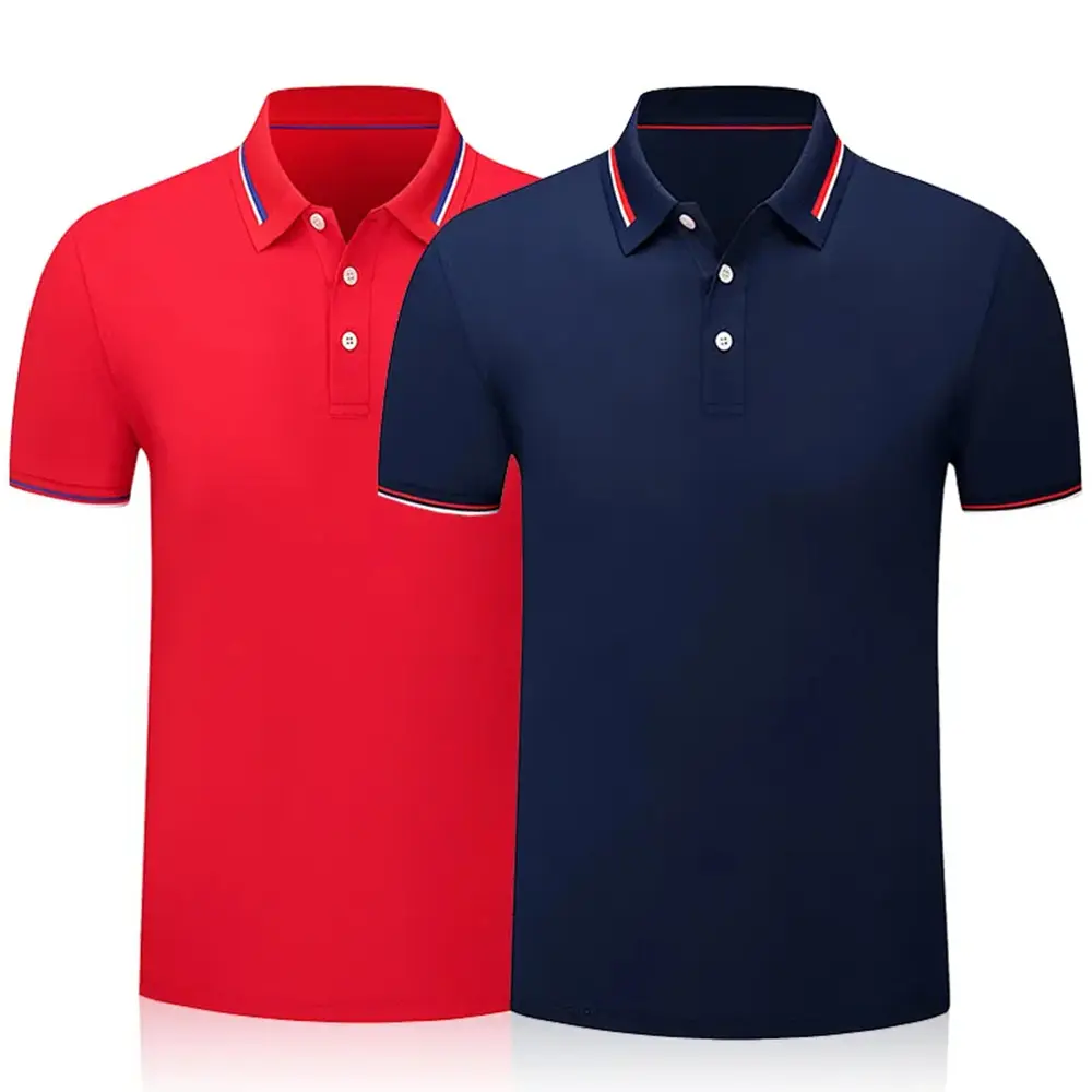 Camiseta deportiva de secado rápido con estampado de logotipo personalizado barata al por mayor, Polo de golf informal liso para hombre