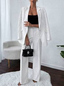 Tuta di moda primavera e autunno <span class=keywords><strong>camicia</strong></span> di Chiffon floreale con collo quadrato corta ombelico alto a vita larga due set - Product Image 3