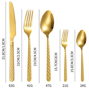 Stainless Steel Twisted Knife Fork Spoon <b>Set</b> 5 Piece Retro Western Style Steak Flatware Picnic Use - Product Image 3