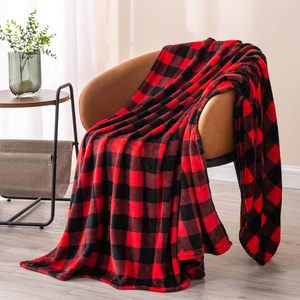Luxurious Red &amp; Black Plaid Fleece <strong>Throw</strong> Blanket <strong>for</strong> <strong>Couch</strong> Soft &amp; Warm Buffalo Check Decor Gift <strong>for</strong> Women &amp; Men - Product Image 6