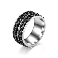 Bague Rotative Double Chaîne en Acier Inoxydable Électroplaqué 10mm pour Hommes et Femmes – Accessoire de Mode pour l'Approvisionnement Transfrontalier