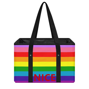 Panier de courses pliable personnalisé style arc-en-ciel gay, sac fourre-tout pour souvenirs, objets de collection et courses domestiques - Product Image 2