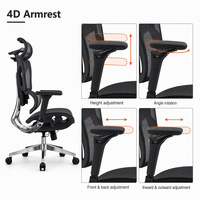 Chaise ergonomique réglable 4D de qualité supérieure avec dossier respirant en maille et support lombaire séparé et réglable pour le bureau, le gaming et l'étude
