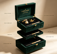 Boîte cadeau en velours vert foncé, emballage de luxe pour cadeau d'affaires, hôtel, maison, collection d'aromathérapie