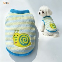 Chemise pour chien en polaire rayée avec broderie de lapin mignon, vêtements pour animaux de compagnie doux et chauds pour petits chiens, à porter tous les jours à l'intérieur