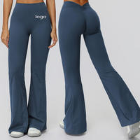 Leggings de sport personnalisés taille mi-haute pour femmes, effet push-up fessier, coupe évasée, style scrunch, pour le yoga