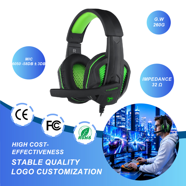 Wired Gaming Headset Stereo Bass Over Ear Noise Cancelling Mic for PC Laptop Esports Gamer Headphones