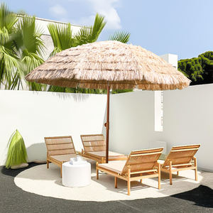 Parasols de jardin 2m Simulation Paille Pare-soleil Réglable, Parasols de plage inclinables Chaume Tiki Paille Plage Patio <span class=keywords><strong>Parasol</strong></span> hawaïen/ - Product Image 6