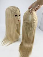 Prothèse capillaire en dentelle pour femme, cheveux humains vierges russes - Blond foncé/Châtain cendré clair, densité 150% pour texture droite en dentelle
