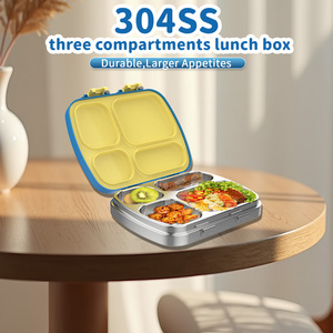 Contenitore per Pranzo per Bambini in Acciaio Inox 304, Riscaldabile, Adatto al Microonde e Lavabile in Lavastoviglie, Portatile, 4 Scomparti, 1000ml, Senza BPA, Vendita <span class=keywords><strong>all</strong></span>'Ingrosso - Product Image 3