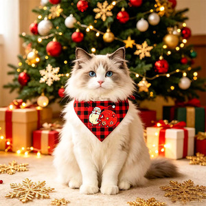 Pañuelo Triangular Navideño para Mascotas con Bolsillo Decorativo para Gatos y Perros, Accesorio Festivo Novedoso, Origen Yiwu - Product Image 2