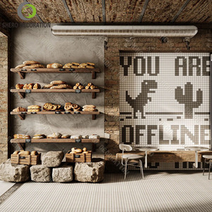 การออกแบบตกแต่งภายในร้านเบเกอรี่ไม้สุดหรู เคาน์เตอร์บาร์ เคาน์เตอร์ร้านกาแฟ เคาน์เตอร์ร้านน้ำชา โซฟา โต๊ะ และเก้าอี้ - Product Image 1