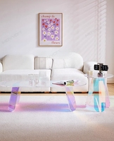 Table d'appoint colorée en acrylique table basse arc-en-ciel