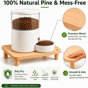 Adjustable Solid Wood Cat Feeder Stand Height Adjustable Pet Bowl Base For Cats - Product Image 5