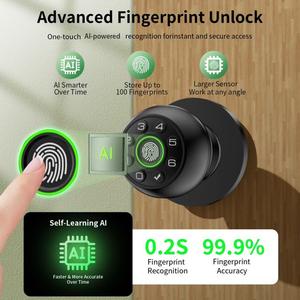 <span class=keywords><strong>Serrure</strong></span> de porte intelligente Tuya à empreinte digitale, connectée au cloud, pour entrée sans clé rechargeable, idéale pour la maison, le bureau, la chambre, l'appartement, garantissant la confidentialité - Product Image 4