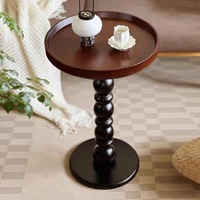 Petite table basse en bois massif de style rétro moderne minimaliste noire, table d'appoint pour canapé de salon design