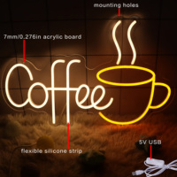 Enseigne néon LED 5V USB pour café, enseigne publicitaire en acrylique pour commerce électronique transfrontalier