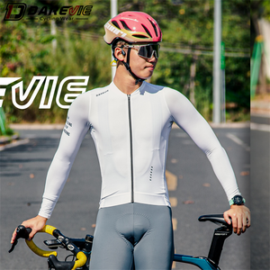 工場直販 ホワイト 長袖 サイクリングウェア メンズ Darevie 長袖ジャージ カスタム 無地 冷感 サイクリングジャージ - Product Image 4