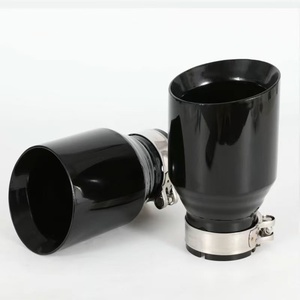 Punta de escape universal de acero inoxidable negro brillante de fábrica para modificación de automóviles - Product Image 1