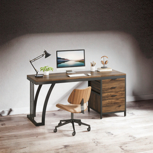 Escritorio de Computadora con Acabado Rústico de Madera, 59 Pulgadas, Estación de Trabajo con 3 Cajones de Almacenamiento, Mesa para Oficina en Casa o Estudio - Product Image 3