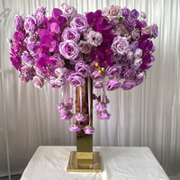 ML Promotion Exceptionnelle : Centre de Table de Luxe de 110 cm de Diamètre, Grandes Fleurs d'Orchidée Rose Violet Clair et Fuchsia pour Décoration de Mariage