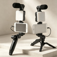 Kit d'éclairage vidéo LED rechargeable et pliable, température de couleur 5000K-6500K, pour diffusion en direct, vlogging, selfies, avec trépied mobile