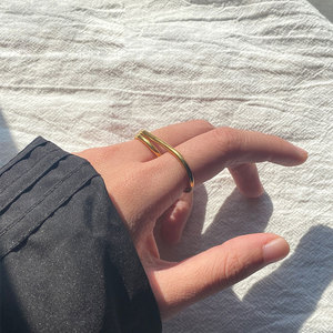 Waterproof Non Tarnish 2 Finger <b>Rings</b> 14k 18k PVD Gold Plated Fashion 316L Stainless Steel Double 2 Finger <b>Ring</b> for <b>Women</b> - Product Image 1