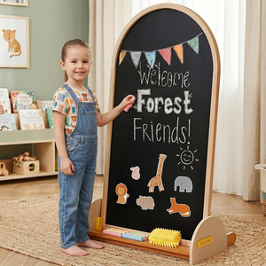 Chevalet d'art double face pour tout-petits, arche en bois avec <span class=keywords><strong>tableau</strong></span> magnétique pour l'apprentissage - Product Image 1