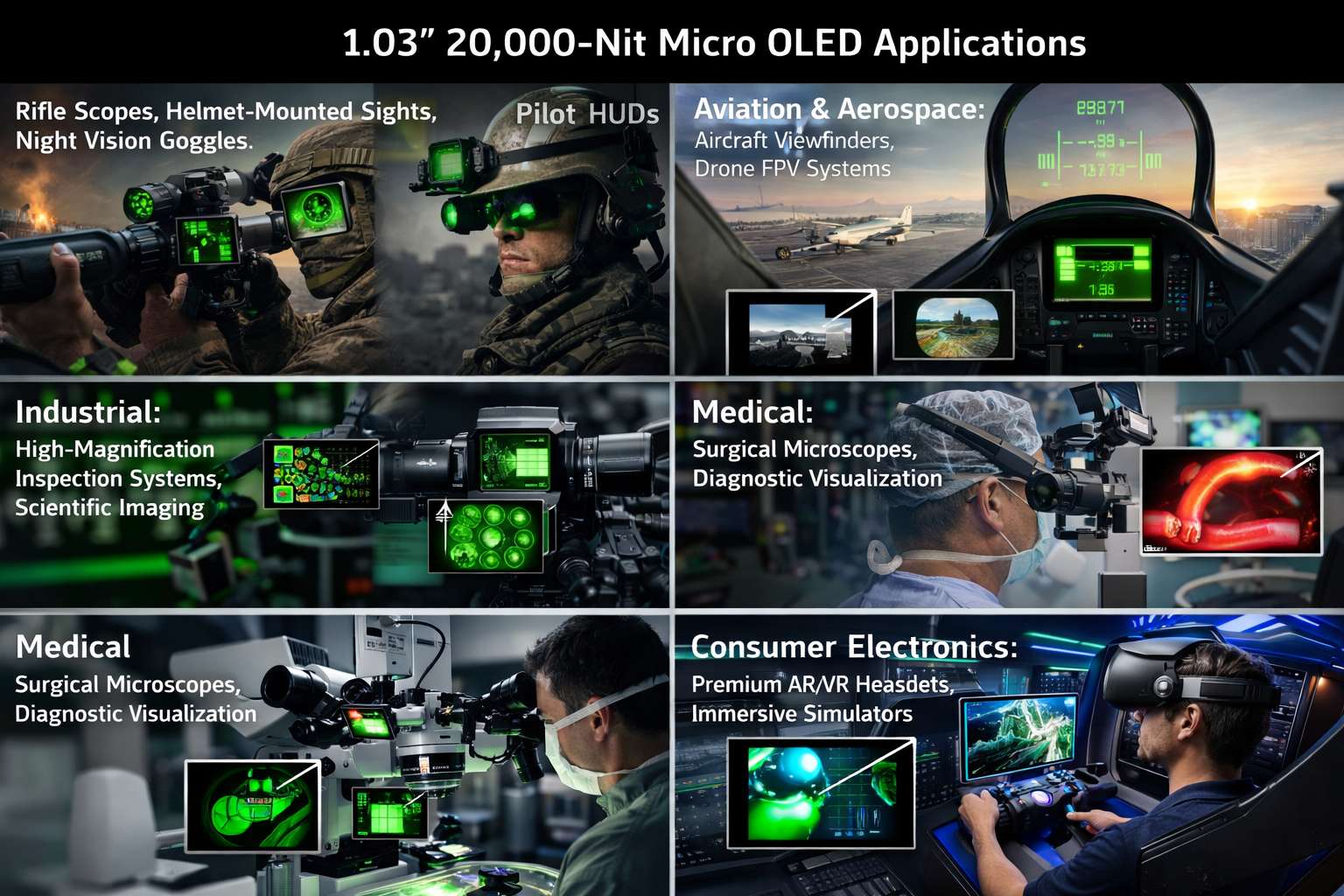 1.03 Inch 2560x2560 Monochromatic Green MIPI Display for Aviation